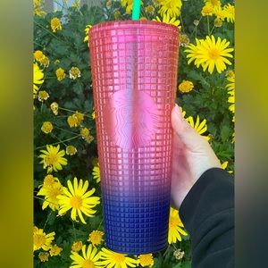 *2/$40* NWT Starbucks Watermelon Pink Purple Gradient Grid Tumbler Summer 2022